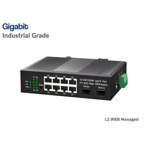 L2 Managed Gigabit IND Switch 8 Port + 2 SFP Uplink