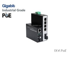 Gigabit Industrial Fiber PoE Switch 1X4 Port 20KM