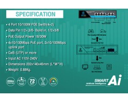 RELKOR PoE Switch 4 Port 10/100 + 2 LAN FE Uplink